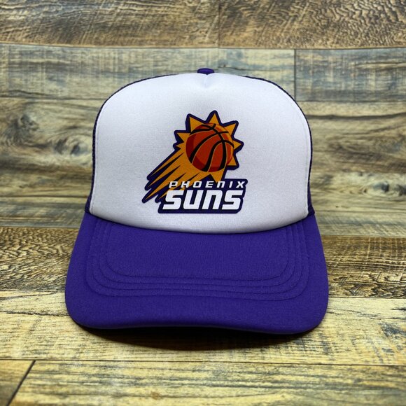 Phoenix Suns Mens Trucker Hat Purple Snapback Retro Logo Basketball Baseball Cap - Picture 2 of 7